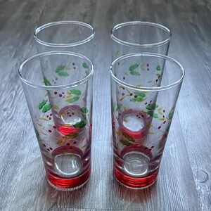 Set of Four Glass Christmas Glasses